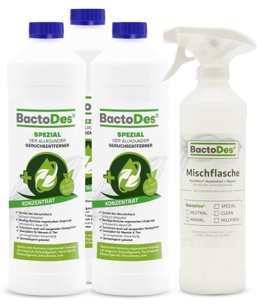 Bactodes - special odor neutralizer 3L concentrate with spray mixed bottle - universal enzyme cleaner with organic microbe effect - effective odor remover for all unpleasant smells 3 l (1 Pack) - Buy Online on GoSupps.com