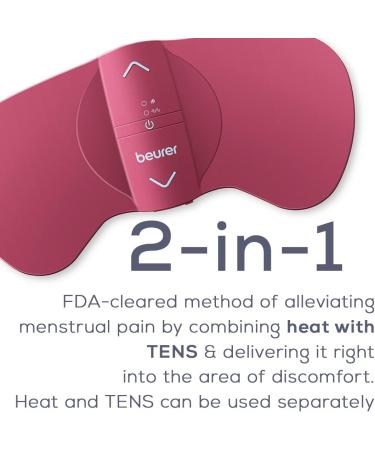 Beurer EM50 TENS Unit & Heating Pad - Portable Period Cramps Relief, Rechargeable, Auto Shut-Off, 15 TENS Levels, Fast Heating - Drug-Free Menstrual & Back Pain Relief - Buy Online on GoSupps.com
