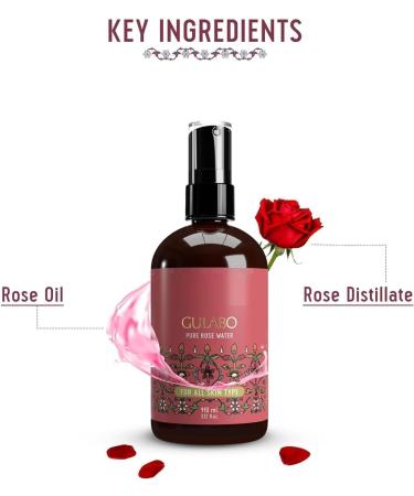 HYD Gulabo Premium Rose Water110 ml skin facial and hair toner parabenfree alcoholfree balances and restores the pH value of the skin for all skin types - Buy Online on GoSupps.com