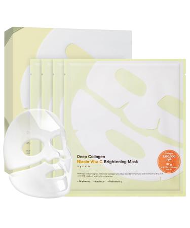 SUNGBOON EDITOR Deep Collagen Niacin-Vita C Masque de nuit 37 g x 4 ea | V ritable collag ne 2 160 000 PPB avec niacinamide et vitamine C | Masque facial hydratant pour la peau en verre
