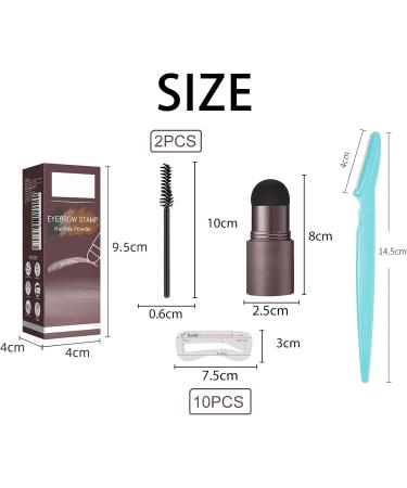  QEEROYO Eyebrow Stamp Eyebrow Stencil Long Lasting Waterproof Eyebrow Powder Set Dark Brown - Buy Online on GoSupps.com