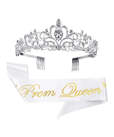 Wedding Tiara Crystal Rhinestones Bridal Crown  Silver Crown with Comb Wedding Bridal Crown  Elegant Queen Tiaras and Crowns Princess Crown Headband Jewelry Headdress for Women  Little Girls A-Silver