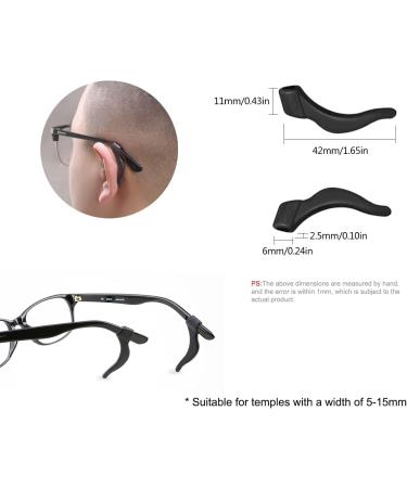 Soft Silicone Glasses Ear Handles - 10 Pairs Non-Slip for Glasses Sunglasses & Reading Glasses (Black) - 42 x 11 mm - Buy Online on GoSupps.com