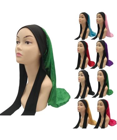 YUPs Long Silk Satin Adjustable Hair Bonnet for Long Hair - Green - Buy Online on GoSupps.com