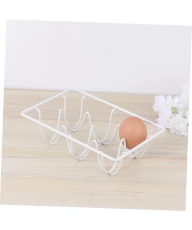 Mikikit 2pcs Refrigerator Egg Holder Egg Tray for Refrigerator Ornament Container Metal Iron Egg Stackable Whitex2pcs 12*8CMx2pcs - Buy Online on GoSupps.com