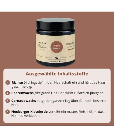 Meißner Tremonia Hair Wax Warm Woods - 100g Vegan Matte Hold for Men | Strong Hold with Berry & Carnauba Wax | Premium Hair Styling Gel - Buy Online on GoSupps.com