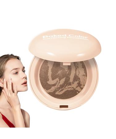 YNPQTDS Baked Blush for Cheeks Highlighter Natural Light Lightening Makeup with Built-in Mirror for Sensitive Dry and Oily Skin Nose Shadows