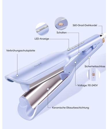 CCKeyin 32mm Wave Iron for Mermaid Waves | Beach Waves Curling Wand & Multi-Styler | French Wave Curlstick | Perfect for Long & Short Hair - Purple - Buy Online on GoSupps.com