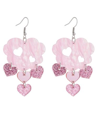 Feyley cloud-heart earrings cloud heart earrings cute earrings drop earrings cloud shape dangling earrings acrylic material gift for women and girls
