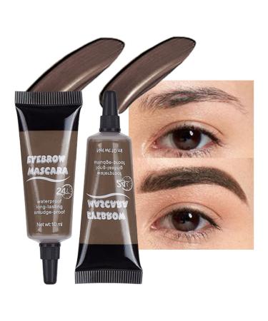 2 Pcs Thickening Brow Mascara Eyebrow Gel Suitable for People with Dark Brown or Dark Hair.Waterproof High Color Rendering Volumizing Brow Mascara with Eyebrow Brush 48H Semi-Permanent Tinted Eyebrow-Dark Brown