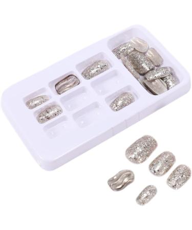 jayzee Natural False Nails Artificial Tip Manicure Phototherapy Nails Water Ripple Tablets Silver Gradient Color Nail Patch for Nail Art Salons and Home - Buy Online on GoSupps.com