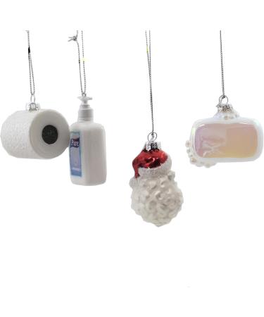 Holiday Ornament Survival Kit 2020 - Glass Santa Sanitizer Toilet Paper Ornaments - 3.0 Inches - Festive Decor for Unique Gifting - Go8127 - Buy Online on GoSupps.com