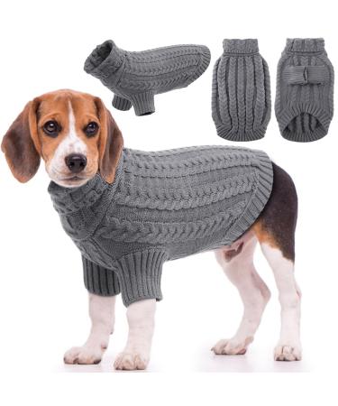 EMUST Dog Sweaters for Large Dogs Elastic Large Dog Sweater with Sleeves Soft Dog Turtleneck Sweater for Fall & Winter Grey XL X-Large Grey