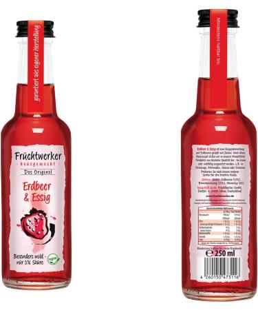 Fruchtwerker Vinegar and Pomegranate Set I Different Varieties I Fruity I Fruit Vinegar I Set Vinegar I Pure Vegetable I Sweet I In Glass Bottles (Pomegranate + Raspberry + Strawberry) - Buy Online on GoSupps.com