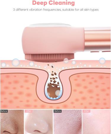 Premium IPX7 Waterproof Facial Cleansing Brush - Rechargeable Silicone Face Scrubber with Heat & Cold Massage for Men & Women | Pink - Buy Online on GoSupps.com