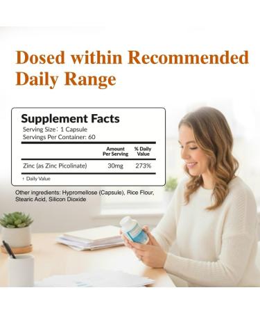 OptiNourish Zinc Picolinate 30mg High Absorption Support Immune Function Skin Muscle Memory & Metabolism Made in USA in cGMP-Certified Facility Non-GMO 60 Veggie Capsules - Buy Online on GoSupps.com