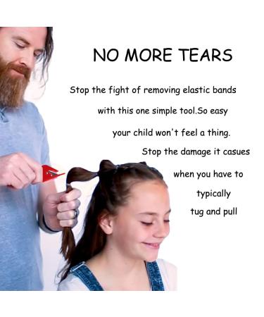 Vrose Flosi Elastic Rubber Band Cutter for Hair - Hair Tie Remover with 3 Red Pony Picks & 500 Clear Elastics - Easy Grip Hair Accessories for Girls & Women - Buy Online on GoSupps.com
