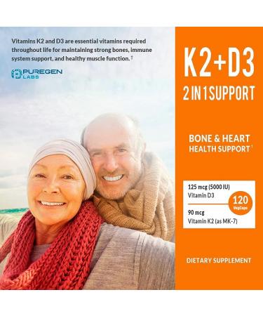 High Potency 2-in-1 Vitamin D3 and K2 Supplement 120 Capsules - Bone and Heart Health - Non-GMO Formula - 4-Month Supply - Buy Online on GoSupps.com