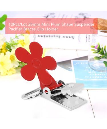 10 Pcs Mini Plum Shape Pacifier Suspender Clips - Durable Clip Holders with 25mm Ring Inner Diameter for Secure Baby Pacifier Attachment - Buy Online on GoSupps.com