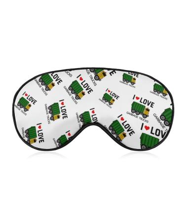 I Love Garbage Trucks Sleep Mask Cute Eye Shade Travel Eyemask with Adjustable Strap for Sleeping