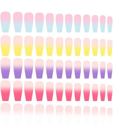 Artquee 120pcs French Ombre Press on Nails Set - Medium Long Matte Coffin False Acrylic Nails - Multicolor Manicure Kit for Women and Girls - Buy Online on GoSupps.com