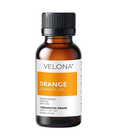 Orange Essential Oil by Velona - 0.5 Fl Oz | Therapeutic Grade | for Aromatherapy Diffuser Massage Skincare Haircare Soapmaking | Undiluted