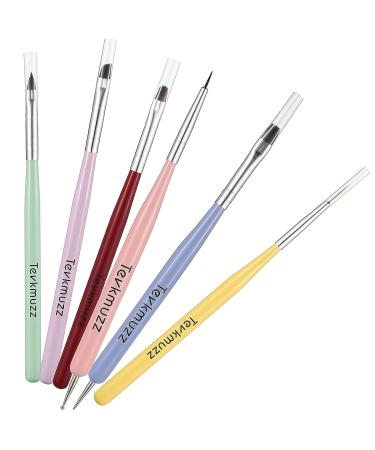 Tevkmuzz 6 PCS Nail Art Brushes Set - Nail Extension Gel, Dotting Pen, Liner Brush - Ideal for Gel Polish & Nail Design - Buy Online on GoSupps.com