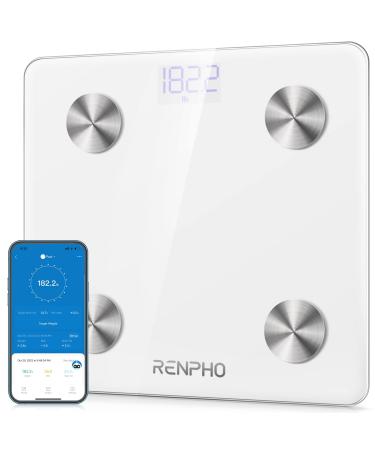 RENPHO Digital Scale for Body Weight and Fat, Smart Scale BMI Bathroom Weight Scales for People, Body Fat Scale with Body Composition Monitor, 400 lbs White 11"x 11"