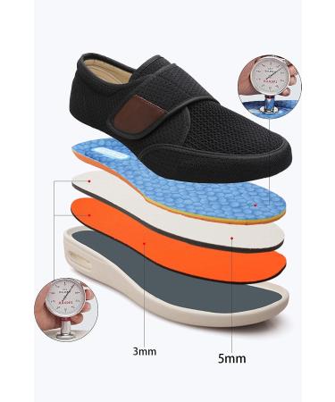 ZUMEIJIA Men's Diabetic Elderly Shoes | Large Size Adjustable Foot Swelling Shoes | Non-Slip Double Insole Walking Shoes - X-Wide Black - Buy Online on GoSupps.com