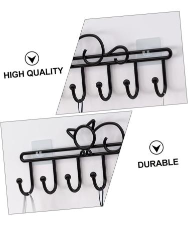 OFFSCH 7 Kitten Wall Hanging Key Fob Coat Hangers Wall Mounted Hooks Door Organizer Cupboard Storage Rack 46X14.5CM Black - Buy Online on GoSupps.com
