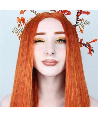 Rainbow Snow Ginger Orange Lace Front Wig for Women - 33 Heat Resistant Long Straight Synthetic Hair - Buy Online on GoSupps.com
