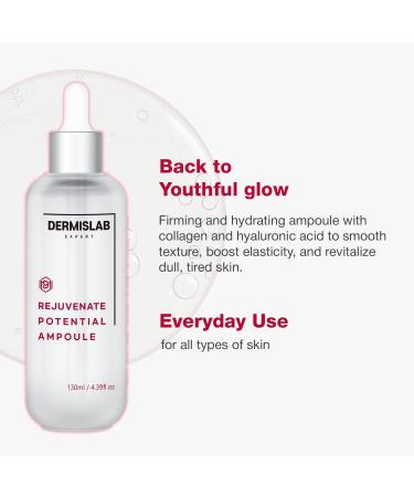 DERMISLAB Rejuvenate Potential Ampoule Korean Skincare Collagen + Hyaluronic Acid Firming & Hydrating Serum for Smooth Youthful-Looking Skin | Lightweight Daily Facial Ampoule 130 ml / 4.40 oz - Buy Online on GoSupps.com