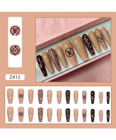 Long Press-on Nails with Coffin Designs for Women - False Fake Nails with Jelly Glue | MS-M214 - Buy Online on GoSupps.com