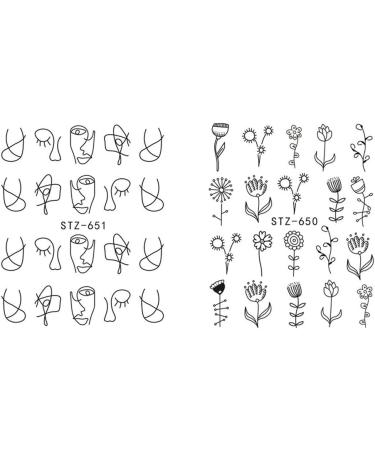 ZLHEgan Nail Jewelry Sticker Tatoos Women Girls Flower Abstract Sketch Animal 3D Nail Art Decoration 6.4*5.2cm#4 Black#4 - Buy Online on GoSupps.com