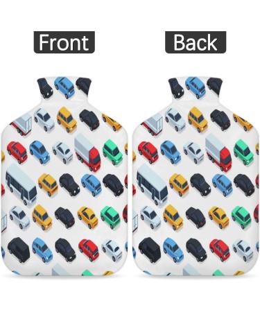 Car Heat Bottle with Fluffy Cover - 2L Hot Water Bottle for Cozy Nights Relieves Pain in Back Neck & Shoulders - Cartoon-City Design - Buy Online on GoSupps.com