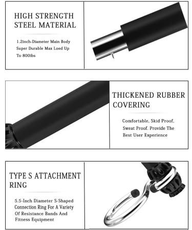 Portable Resistance Band Bar - 25.5 Inches for Home Gym Workouts Squats & Strength Training | Fitness Equipment with S Loops - Buy Online on GoSupps.com
