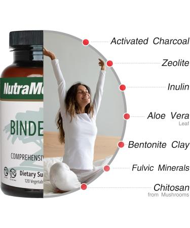 NutraMedix Binder Plus - Toxin Binder & Detoxifier with Prebiotics Antioxidants Aloe Vera & Charcoal (120 Capsules) - International Shipping Available - Buy Online on GoSupps.com