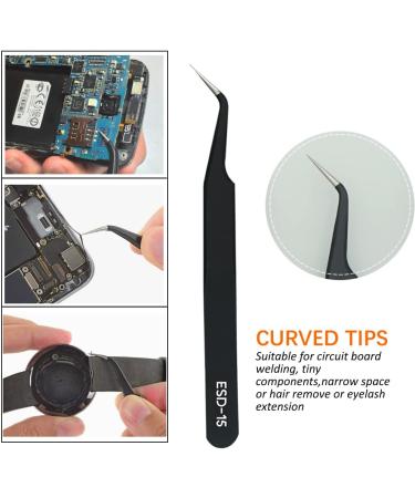 TECKMAN Precision Tweezer Set - 6PC Anti-static ESD Stainless Steel Tool Kit for Eyebrow Craft, Jewelry, Soldering & Laboratory Work - Buy Online on GoSupps.com