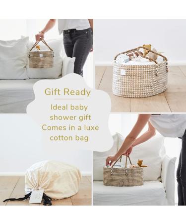 BEBE BASK Handmade Organic Seagrass Diaper Caddy Organizer - Luxury Basket for Baby Girl & Boy - Buy Online on GoSupps.com