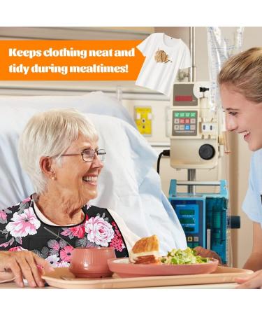 Women's Waterproof Adult Bib with Crumb Catcher - Floral Print | Washable & Reusable Clothing Protector for Elderly & Disabled | Cosysparks - Buy Online on GoSupps.com