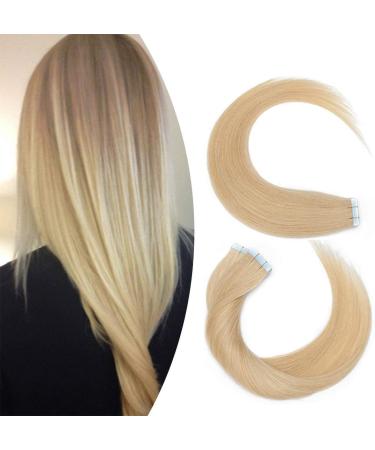 Elailite invisible hair extension real hair extensions tape - remy real human hair - 20 piece tape extensions real hair - smooth - 45cm 30g #24 natural blonde