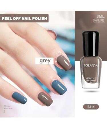 Grey Nail Varnish Peel off Nail Polish Quick Dry Nail Polish Water Based No Odor & Non Toxic Nail Paint No Need Cure Nail Lacquer DIY Nail Art Manicure No Need Baking B114 - Buy Online on GoSupps.com