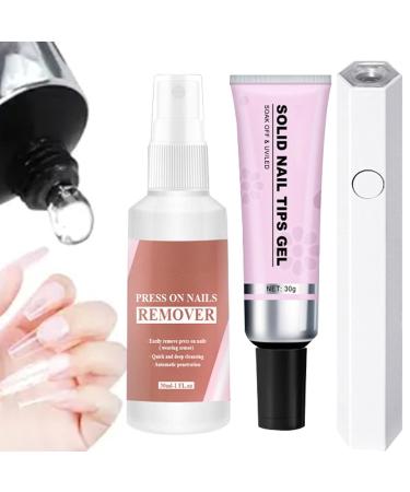Solid Nail Glue Press On Nail Glue Quick Drying Solid Soak Off Glue Adhesive With Remover For Women Home Salon Lamp Curing Needed - Buy Online on GoSupps.com