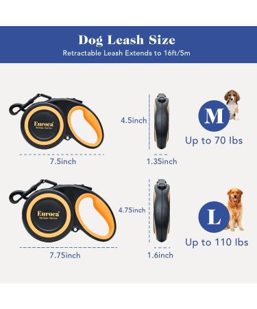 Euroca Retractable Dog Leash for Small Medium and Large Dogs Up to 110LBS- 16' Heavy Duty Reflective Nylon Tape Tangle-Free Quick-Lock Braking System Anti-Slip Handle (Medium Black) Medium Black - Buy Online on GoSupps.com