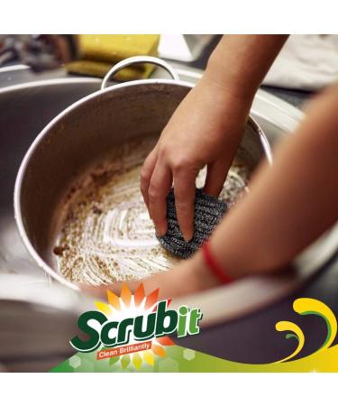 SCRUBIT 6 Pack Stainless Steel Scourers - Kitchen Scrubber Pads for Dishes, Pots, Pans, Ovens - Tough Cleaning Solution - Buy Online on GoSupps.com