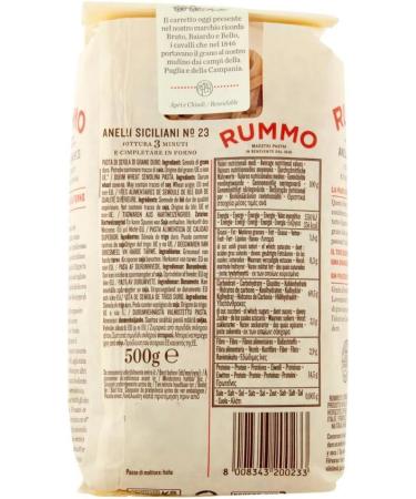  Italian Gourmet E.R. Rummo Anelli siciliani N 23 Pasta Lenta Lavorazione Lot de 5 p tes base de semoule de bl dur dessin en bronze 500 g + Italian Gourmet polpa 400 g - Buy Online on GoSupps.com