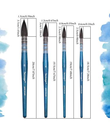 Dainayw Professional Watercolor Brushes Set - Squirrel & Horse Hair Blend Round Brush for Gouache Painting - 4 Sizes - Blue Handle - Buy Online on GoSupps.com