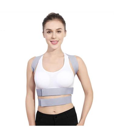 Adjustable Brace Support Belt for Women - Upper Back Posture Corrector & Lumbar Support Corset (Grey L) | Hunchback Correction - Buy Online on GoSupps.com