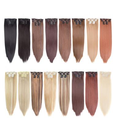 16 Color 16 Clip Long Straight Hair Extensions - High Temperature Fiber 22 Synthetic Wig - Black Brown 24H613 - Buy Online on GoSupps.com