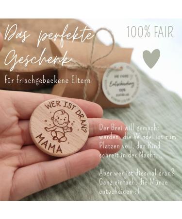 Decision Coin Mama Papa Gift | Unique Birth Decision Aid for Parents | Wooden Pregnancy Gift for Young Girls | Thoughtful Gift Packaging - Buy Online on GoSupps.com
